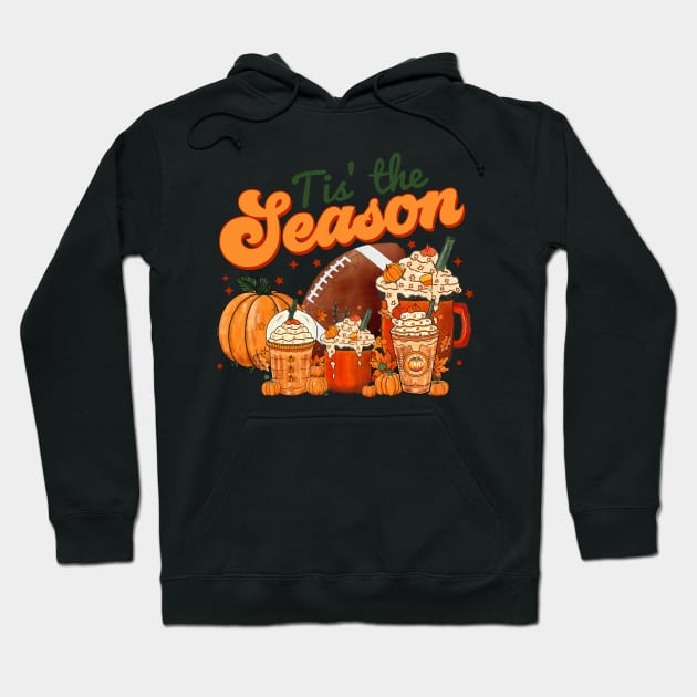 Tis The Season Latte Pumpkin Spice Weather Fall Thanksgiving Hoodie by AimArtStudio